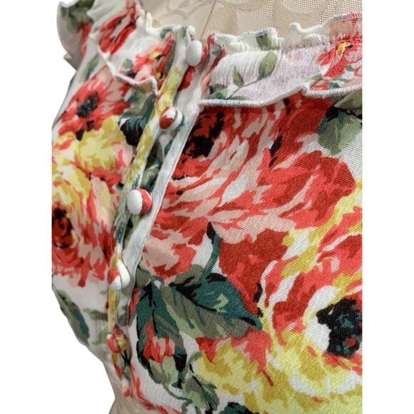 Small Abercrombie & Fitch Womens New Crop Top Peasant Floral - Picture 3 of 9